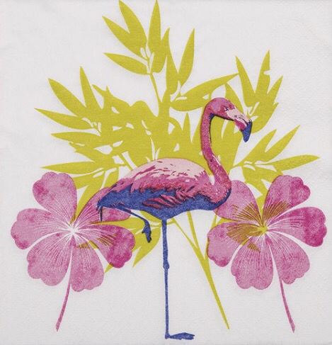 serviette flamant rose